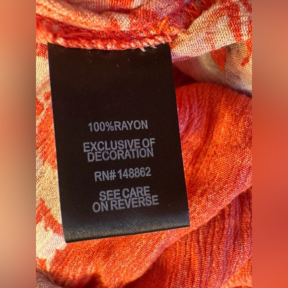 Torrid Floral Boho Crochet Peplum Blouse 2 – Bell Sleeves, Tie Front, Rayon - Picture 4 of 5